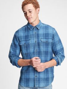 Plaid Worker Shirt in Standard Fit sold by GAP
