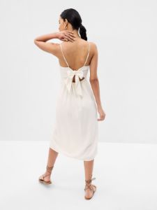 Linen-Blend Tie-Back Corset Midi Dress sold by GAP