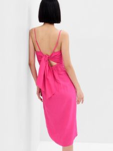 Linen-Blend Tie-Back Corset Midi Dress sold by GAP