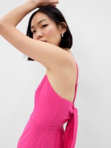 Linen-Blend Tie-Back Corset Midi Dress sold by GAP