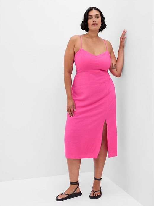 Linen-Blend Tie-Back Corset Midi Dress sold by GAP product image thumbnail 4