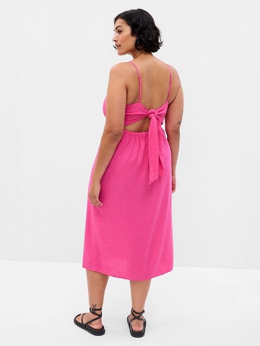Linen-Blend Tie-Back Corset Midi Dress sold by GAP product image thumbnail 5