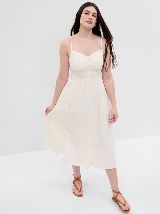 Linen-Blend Corset Midi Dress sold by GAP product image thumbnail 5