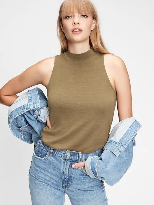 Softspun Sleeveless Mockneck Top sold by GAP