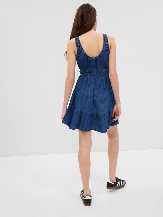 Organic Cotton Denim Tiered Mini Dress sold by GAP product image thumbnail 2