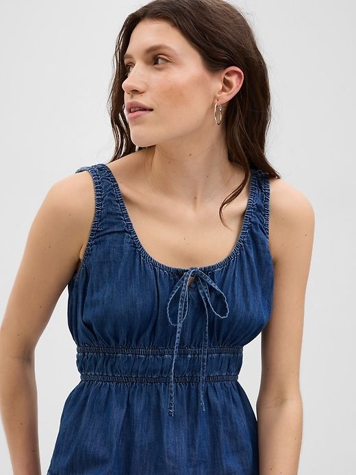 Organic Cotton Denim Tiered Mini Dress sold by GAP product image thumbnail 3