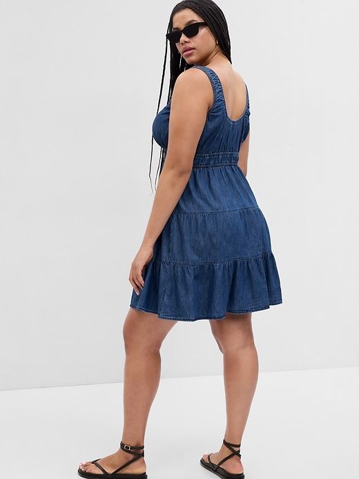 Organic Cotton Denim Tiered Mini Dress sold by GAP product image thumbnail 5