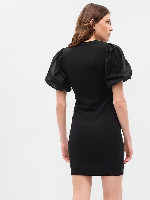 Puff Sleeve Mixed Media Mini Dress sold by GAP product image thumbnail 3