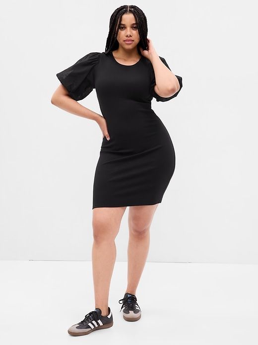 Puff Sleeve Mixed Media Mini Dress sold by GAP product image thumbnail 5