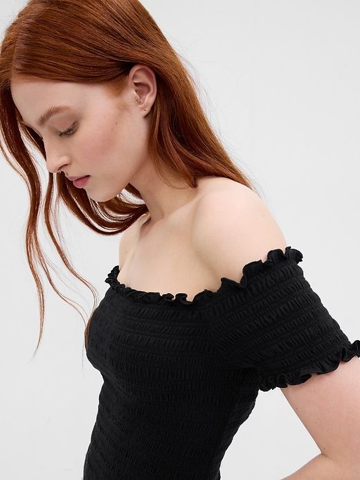 Off-Shoulder Smocked Mini Dress sold by GAP product image thumbnail 5