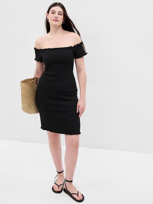 Off-Shoulder Smocked Mini Dress sold by GAP product image thumbnail 4