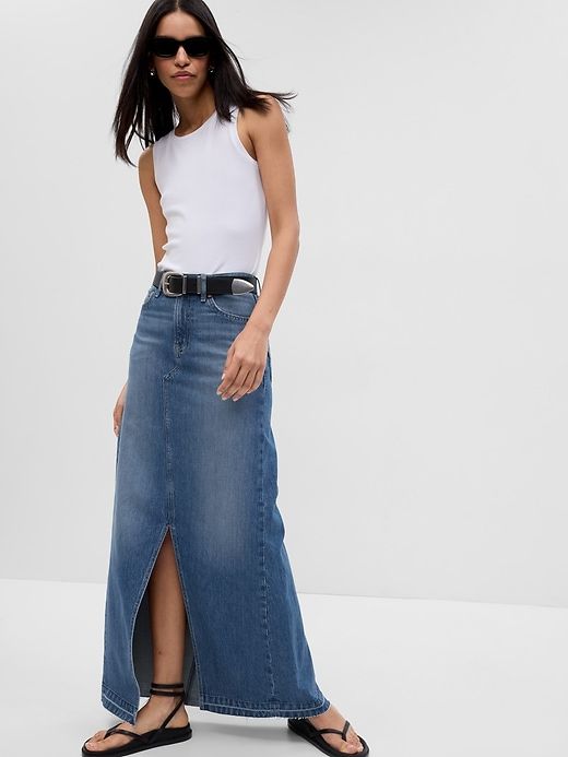 Denim Maxi Skirt sold by GAP