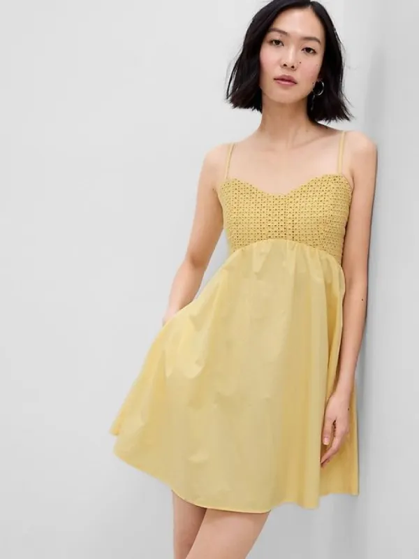 Eyelet Empire Waist Mini Dress sold by GAP