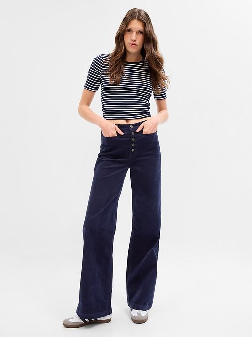 High Rise Corduroy Stride Wide-Leg Pants sold by GAP
