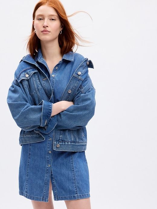 Organic Cotton Puff Sleeve Denim Mini Dress sold by GAP product image thumbnail 3