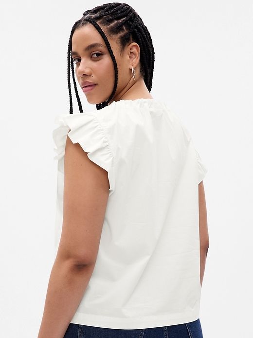 Flutter Sleeve Tie-Neck Shirt sold by GAP product image thumbnail 5