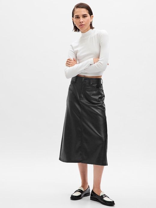 Vegan Leather Midi Skirt sold by GAP