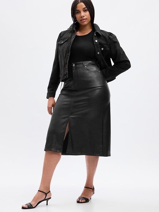 Vegan Leather Midi Skirt sold by GAP product image thumbnail 4