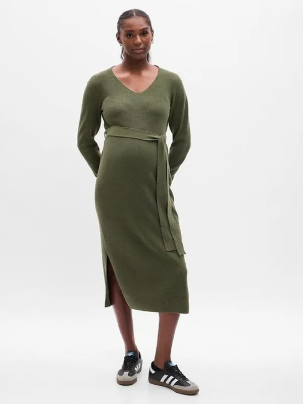 Maternity CashSoft Belted Midi Sweater Dress sold by GAP