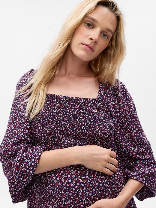 Maternity Smocked Midi Dress sold by GAP product image thumbnail 4