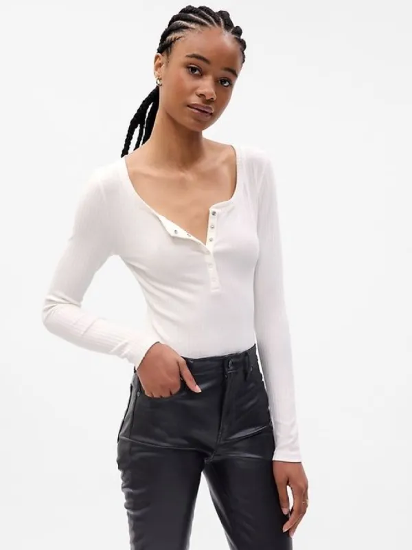 Modern Rib Henley Bodysuit sold by GAP