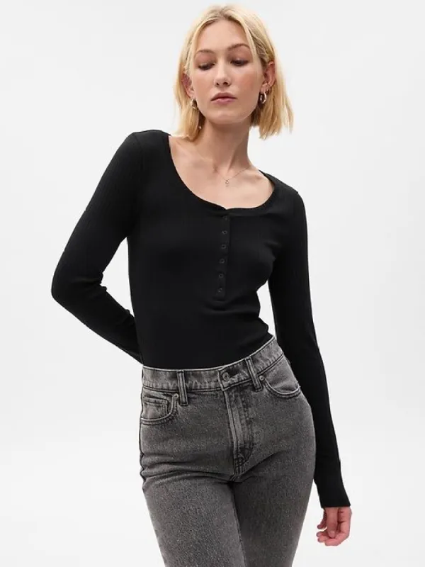 Modern Rib Henley Bodysuit sold by GAP