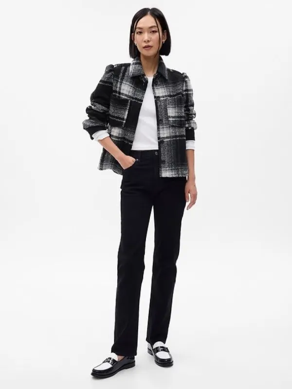 Puff Sleeve Cropped Wool Shirt Jacket sold by GAP