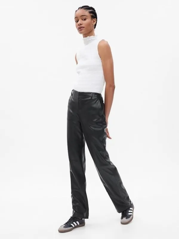 Mid Rise Vegan Leather Loose Pants sold by GAP