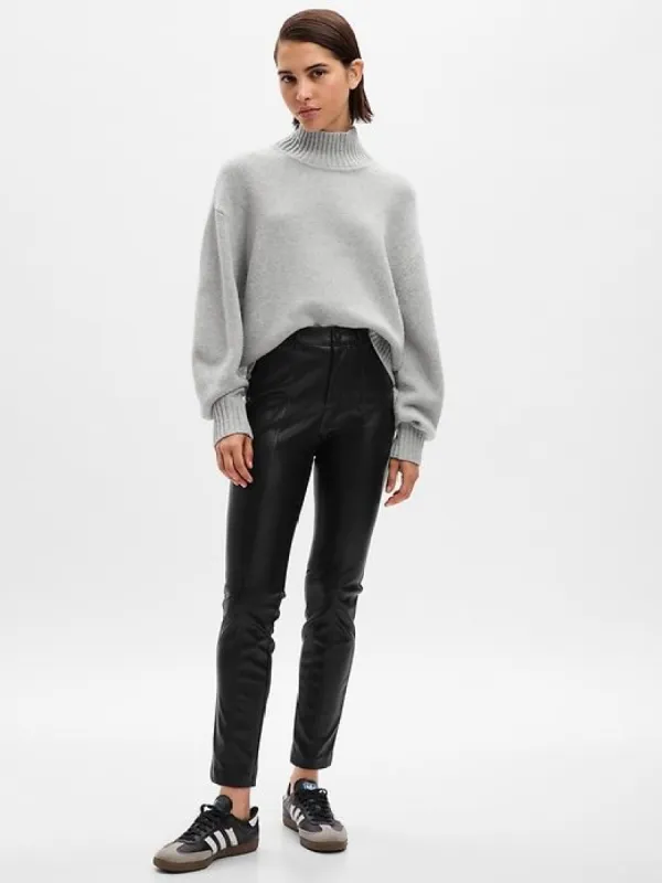 Mid Rise Vegan Leather Skinny Pants sold by GAP