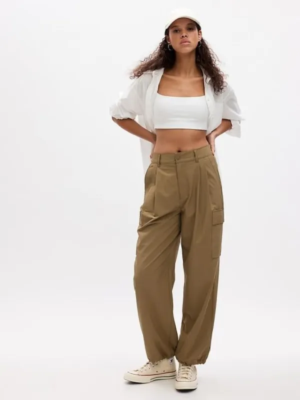 GapFit High Rise Ripstop Parachute Cargo Pants sold by GAP