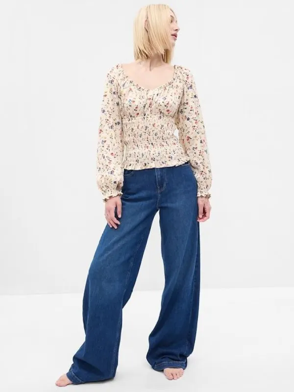 Smocked-Waist Top sold by GAP