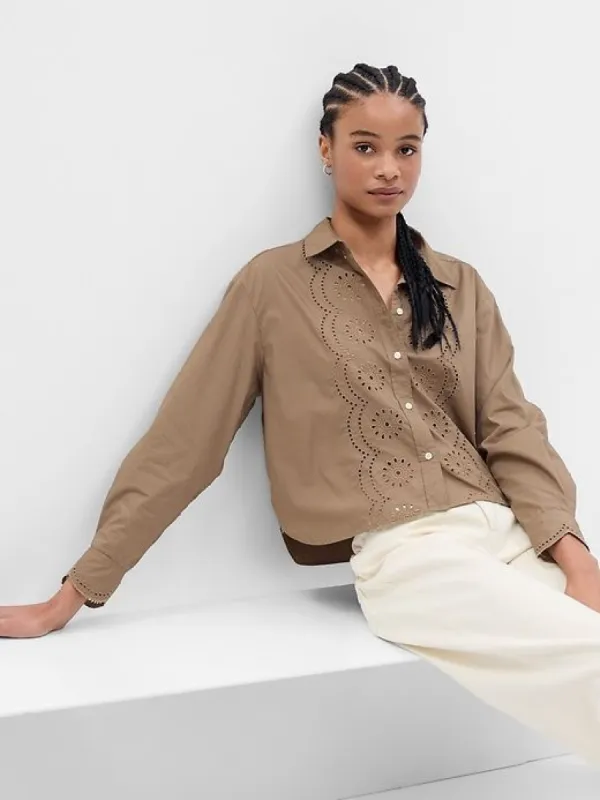 Eyelet Cropped Shirt sold by GAP