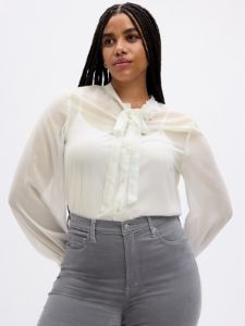 Sheer Tie-Neck Shirt sold by GAP