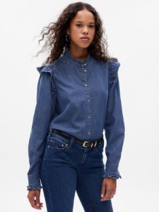 Ruffle Denim Shirt sold by GAP
