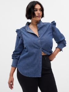 Ruffle Denim Shirt sold by GAP