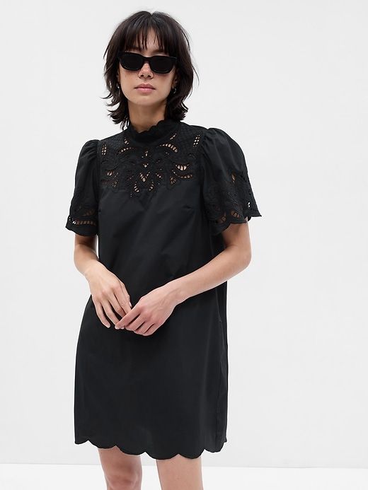 Eyelet Lace Puff Sleeve Mini Dress sold by GAP