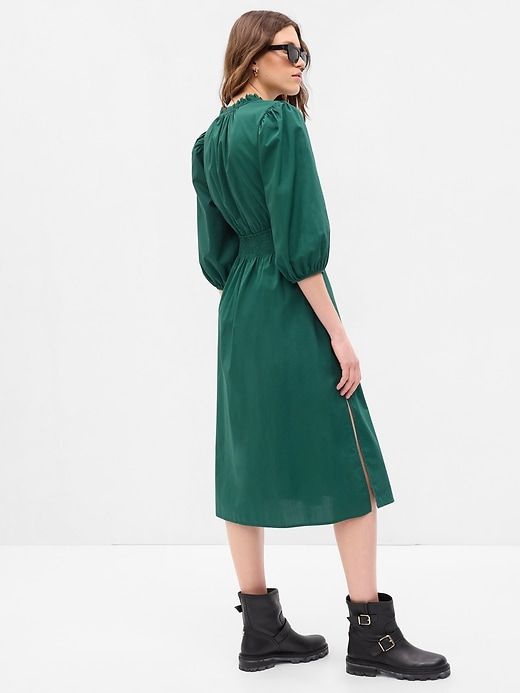 Puff Sleeve Smocked Midi Dress sold by GAP product image thumbnail 2