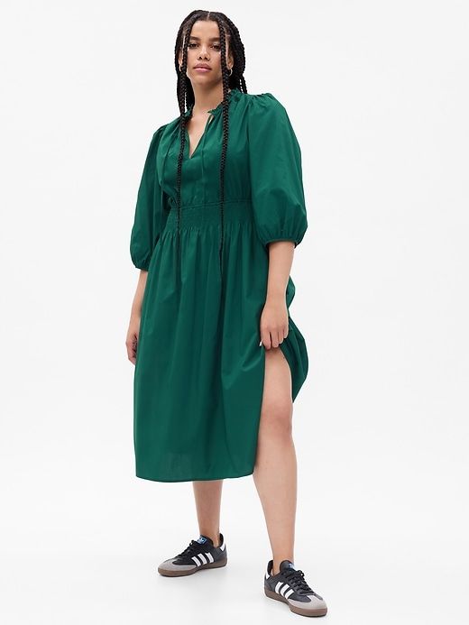 Puff Sleeve Smocked Midi Dress sold by GAP product image thumbnail 4