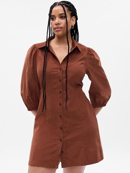 Puff Sleeve Corduroy Mini Dress sold by GAP product image thumbnail 5