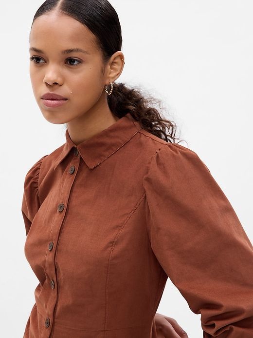 Puff Sleeve Corduroy Mini Dress sold by GAP product image thumbnail 3