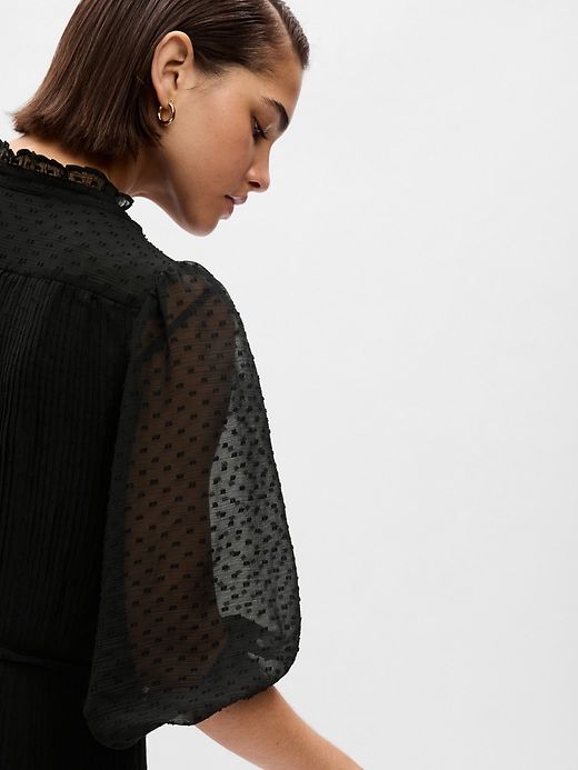 Swiss Dot Pleated Mini Dress sold by GAP product image thumbnail 3