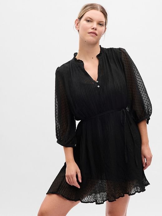 Swiss Dot Pleated Mini Dress sold by GAP product image thumbnail 4