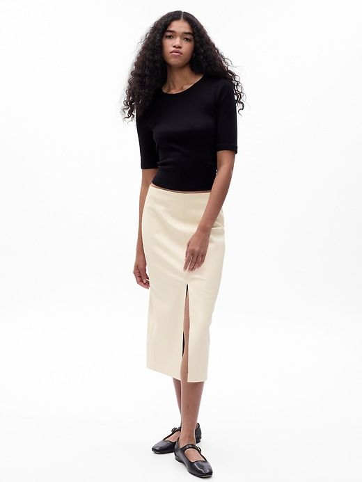 Vegan Leather Midi Skirt sold by GAP