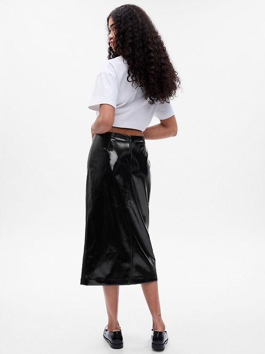 Vegan Leather Midi Skirt sold by GAP product image thumbnail 4