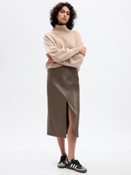 Vegan Leather Midi Skirt sold by GAP