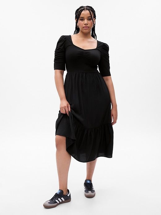 Ruched Tiered Midi Dress sold by GAP product image thumbnail 5