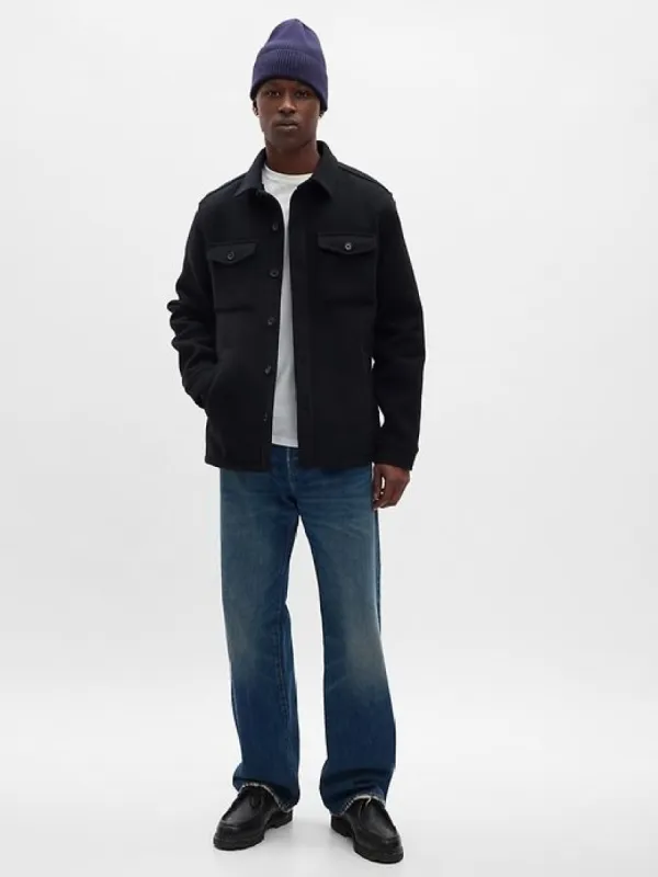 Wool Button-Front Shirt Jacket sold by GAP