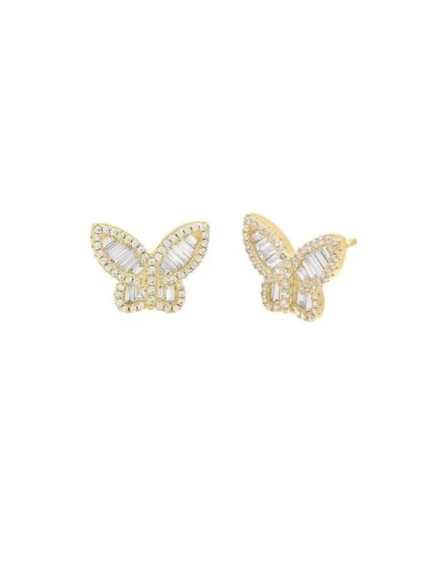 Pave x Baguette Butterfly Stud Earring sold by GAP