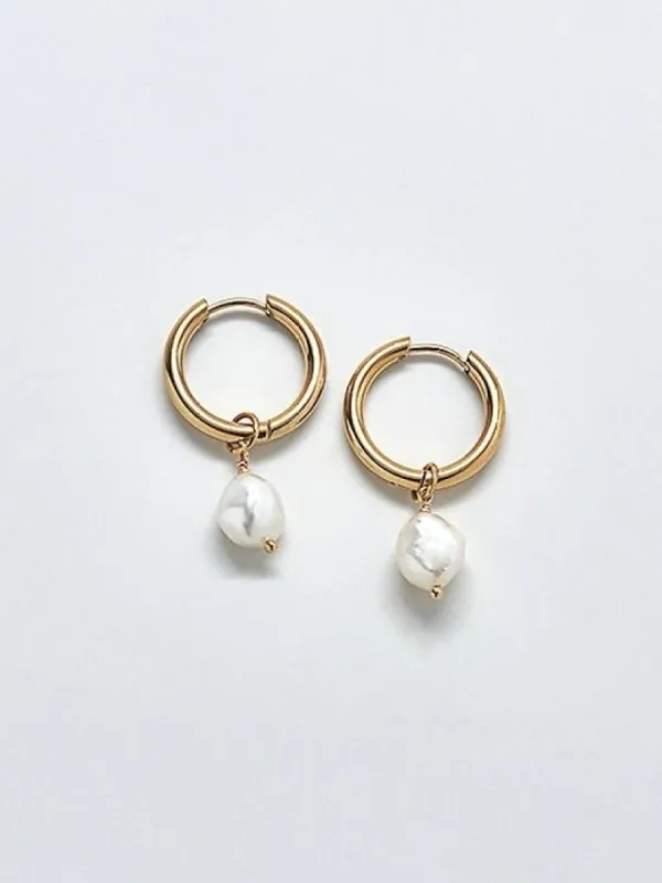 Gold Single Pearl Huggie Earrings sold by GAP