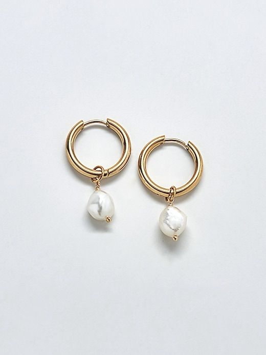 Gold Single Pearl Huggie Earrings sold by GAP